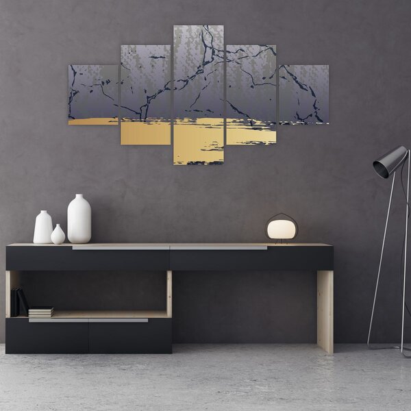 Obraz - Niebiesko-złota abstrakcja N⁰1 (125x70 cm)