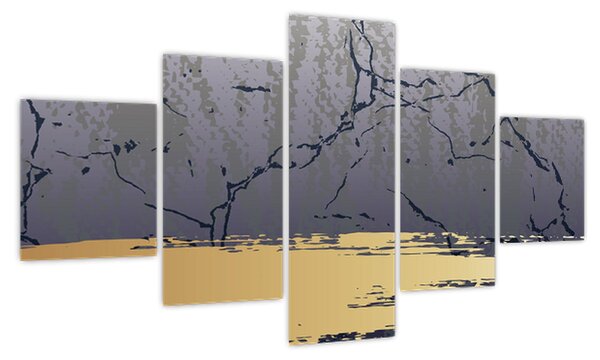 Obraz - Niebiesko-złota abstrakcja N⁰1 (125x70 cm)