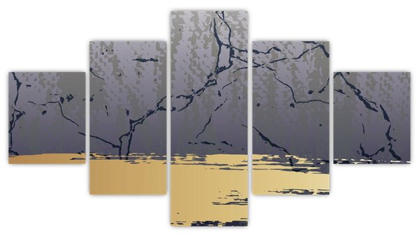 Obraz - Niebiesko-złota abstrakcja N⁰1 (125x70 cm)