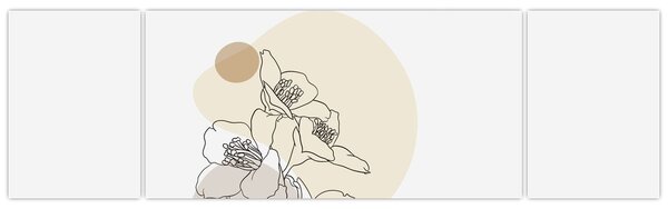 Obraz - Beżowe kwiaty z motylem N⁰4 (170x50 cm)