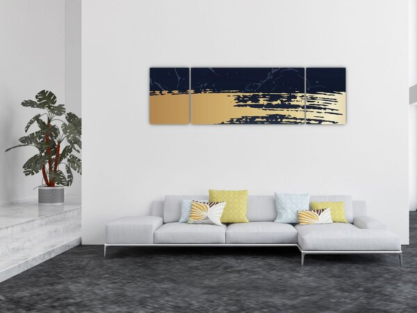 Obraz - Niebiesko-złota abstrakcja N⁰2 (170x50 cm)