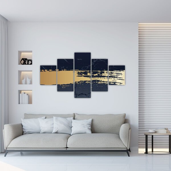 Obraz - Niebiesko-złota abstrakcja N⁰2 (125x70 cm)