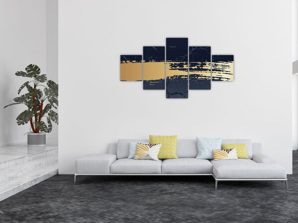 Obraz - Niebiesko-złota abstrakcja N⁰2 (125x70 cm)