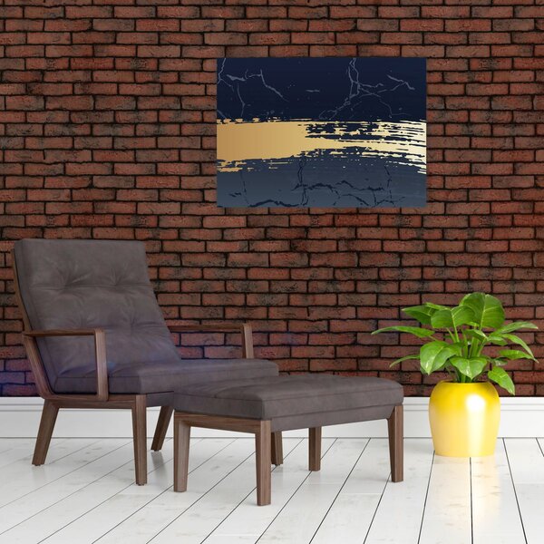 Obraz - Niebiesko-złota abstrakcja N⁰2 (70x50 cm)