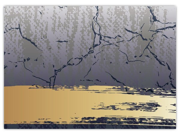 Obraz - Niebiesko-złota abstrakcja N⁰1 (70x50 cm)