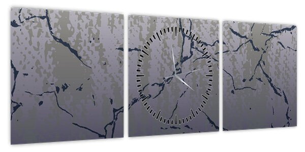 Obraz - Niebiesko-złota abstrakcja N⁰1 (z zegarem) (90x30 cm)