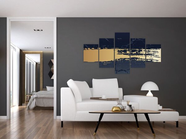 Obraz - Niebiesko-złota abstrakcja N⁰2 (125x70 cm)