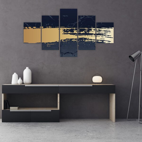 Obraz - Niebiesko-złota abstrakcja N⁰2 (125x70 cm)