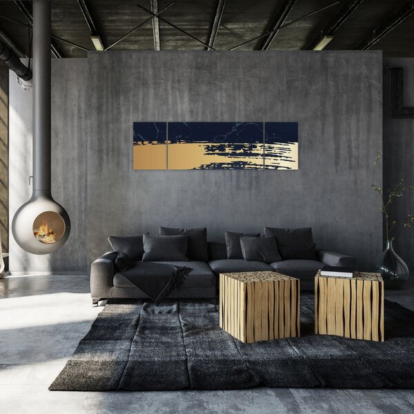 Obraz - Niebiesko-złota abstrakcja N⁰2 (170x50 cm)