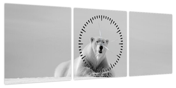 Obraz - Niedźwiedź polarny (z zegarem) (90x30 cm)