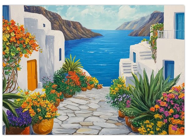 Obraz - Grecka uliczka (70x50 cm)
