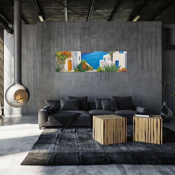 Obraz - Grecka uliczka (170x50 cm)