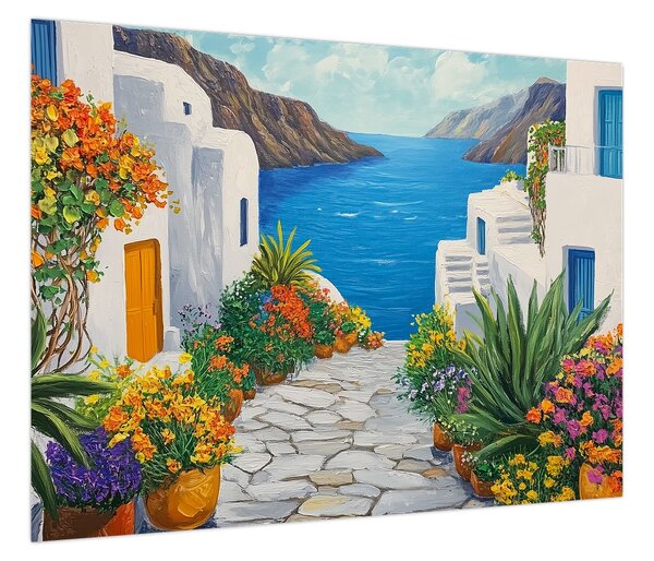 Obraz - Grecka uliczka (70x50 cm)
