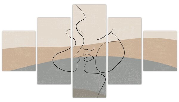 Obraz - Line art kiss (125x70 cm)