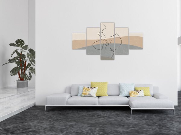 Obraz - Line art kiss (125x70 cm)