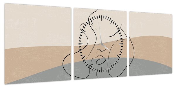 Obraz - Line art kiss (z zegarem) (90x30 cm)