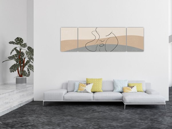 Obraz - Line art kiss (170x50 cm)