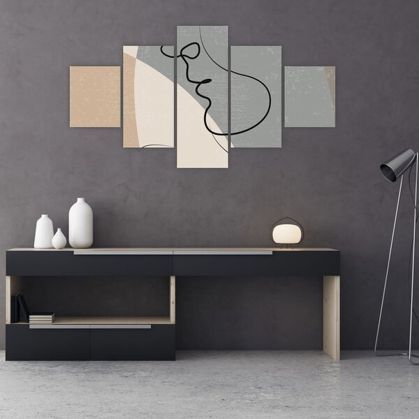 Obraz - Line art dwie twarze (125x70 cm)