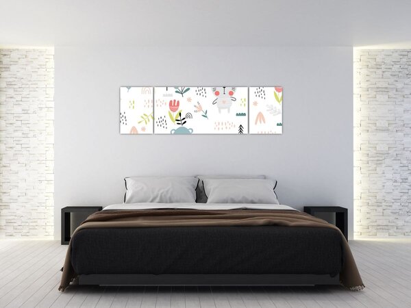 Obraz - Zwierzęta na łące (170x50 cm)