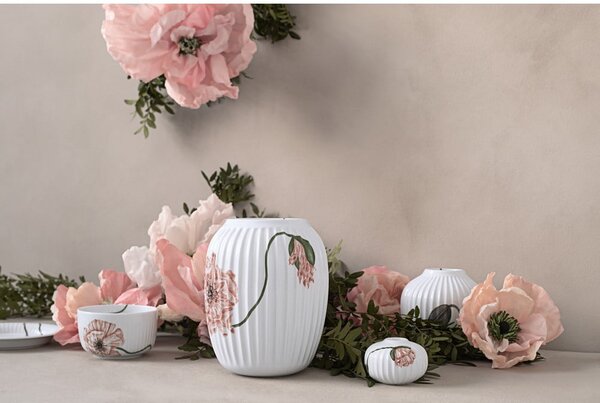 Biały porcelanowy wazon Kähler Design Poppy, wys. 21 cm
