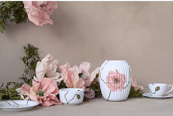 Biały porcelanowy wazon Kähler Design Poppy, wys. 21 cm