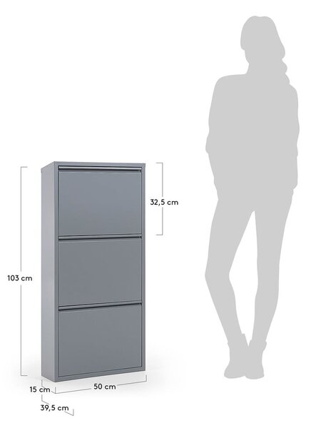 Jasnoszara metalowa uchylna szafka na buty 50x103x15 cm Ode – Kave Home