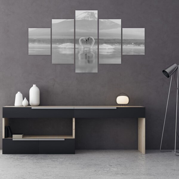 Obraz - Zakochane łabędzie (125x70 cm)