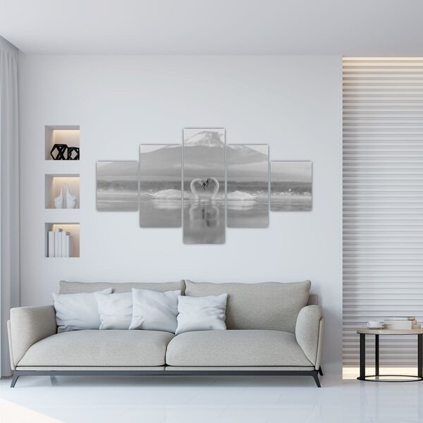 Obraz - Zakochane łabędzie (125x70 cm)
