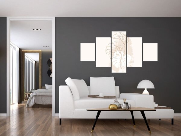 Obraz - Line art monstera N⁰1 (125x70 cm)