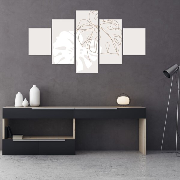 Obraz - Line art monstera N⁰2 (125x70 cm)