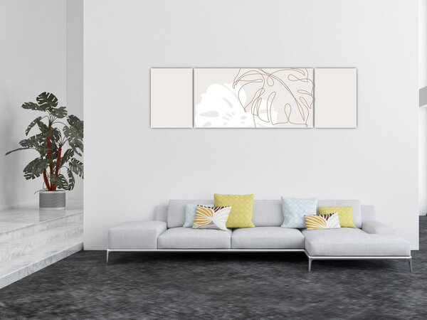 Obraz - Line art monstera N⁰2 (170x50 cm)