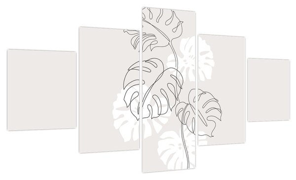 Obraz - Line art monstera N⁰3 (125x70 cm)