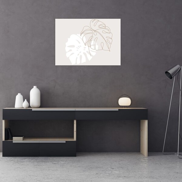 Obraz - Line art monstera N⁰2 (70x50 cm)