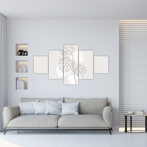 Obraz - Line art monstera N⁰3 (125x70 cm)