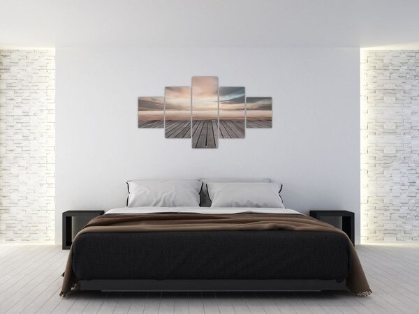 Obraz - Molo o zachodzie słońca (125x70 cm)