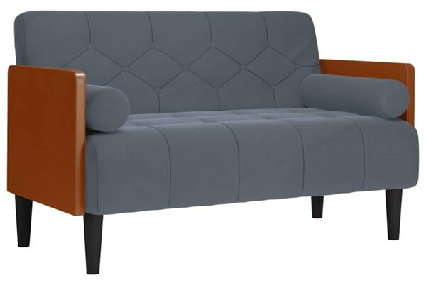 Sofa dwuosobowa z poduszkami waÅkowymi ciemnoszara 110 cm