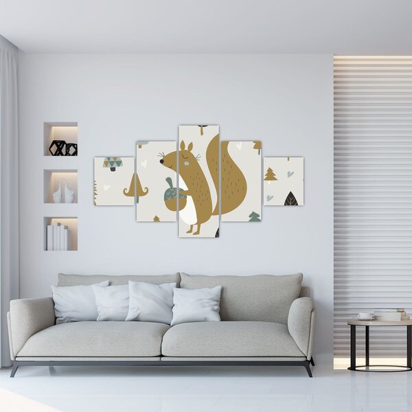 Obraz - Wiewiórka z orzechem (125x70 cm)