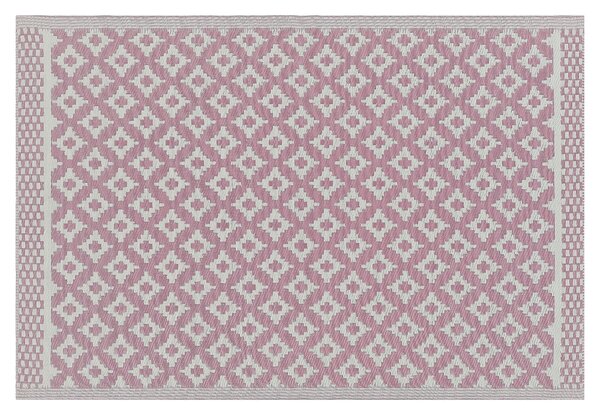 Wzorzysty dywan zewnętrzny z tworzywa z recyklingu 120 x 180 cm różowy Thane Beliani