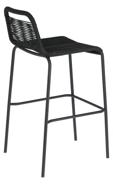 Czarny hoker ze stalową konstrukcją Kave Home Glenville, wys. 74 cm