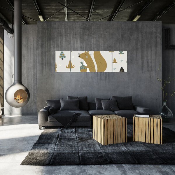 Obraz - Wiewiórka z orzechem (170x50 cm)