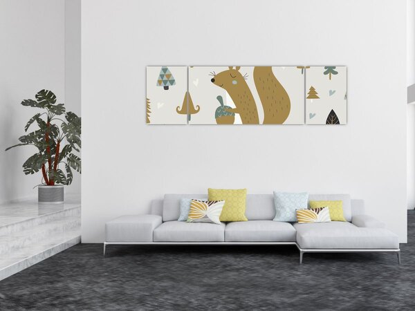 Obraz - Wiewiórka z orzechem (170x50 cm)