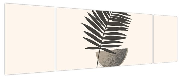 Obraz - Abstrakcja z liściem palmy (170x50 cm)