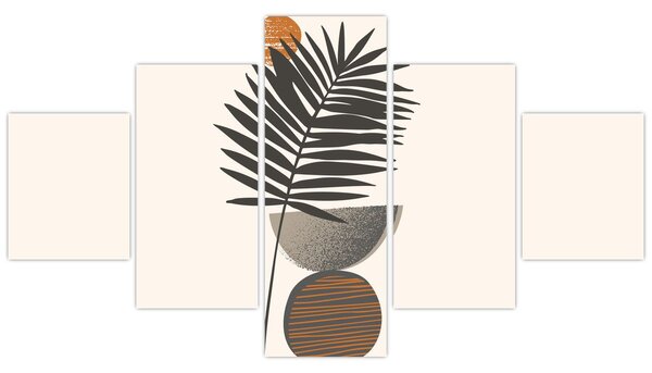 Obraz - Abstrakcja z liściem palmy (125x70 cm)