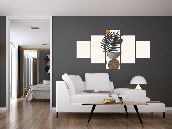Obraz - Abstrakcja z liściem palmy (125x70 cm)