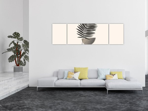 Obraz - Abstrakcja z liściem palmy (170x50 cm)