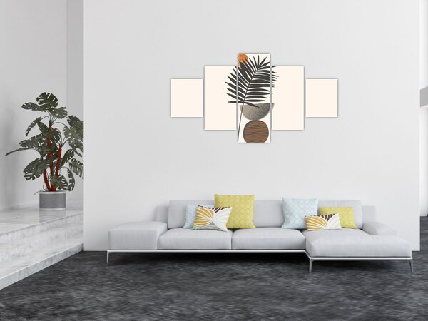 Obraz - Abstrakcja z liściem palmy (125x70 cm)