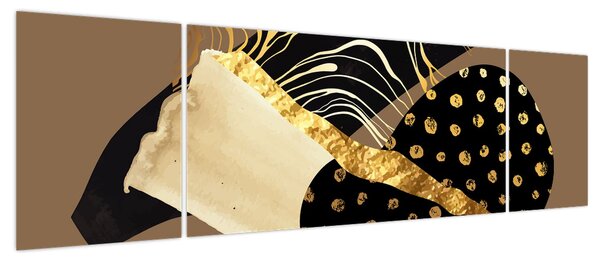 Obraz - Abstrakcja złotobrązowa N⁰1 (170x50 cm)