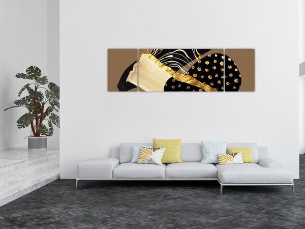 Obraz - Abstrakcja złotobrązowa N⁰1 (170x50 cm)