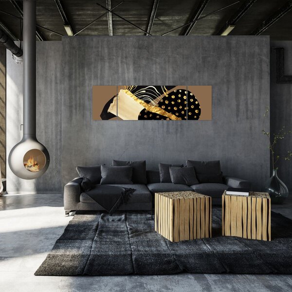 Obraz - Abstrakcja złotobrązowa N⁰1 (170x50 cm)