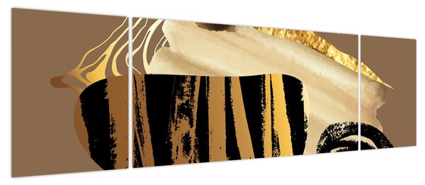 Obraz - Abstrakcja złotobrązowy N⁰2 (170x50 cm)